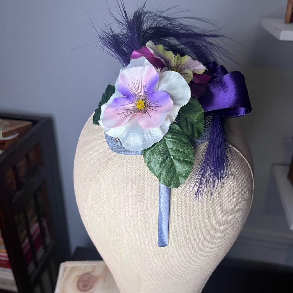 Purple and Green Floral Fascinator, Kentucky Derby Hat